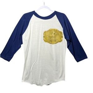 Vintage Bantams Winchester Olin Corp Raglan T-Shirt Navy Blue White L 3/4 Sleeve